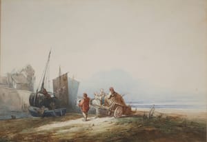 Contadini sulla spiaggia, Lago di Comabbio – Napoleone Borghi – 1865