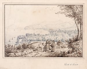 Antonio Senape – View of Sorrento – Blue and brown ink on paper 