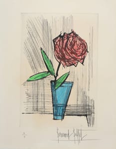 Bernard Buffet – La Rose Noir – Puntasecca con coloritura a mano su carta Arches