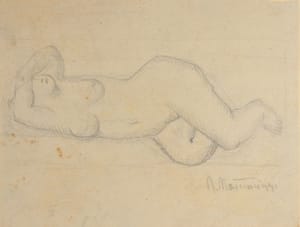 Napoleone Martinuzzi – Nudo – Disegno a matita su carta applicata su tavola