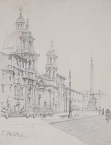 Cristiano Banti – Piazza Navona - Rome – Pencil on paper