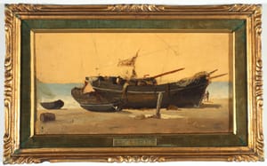 Barche sulla spiaggia – Luigi Steffani – 1860 ca