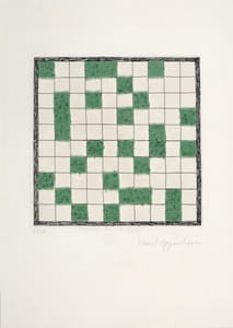 Meret Oppenheim – Journal dans la foret – Etching and acquaint with applied squares of green wool