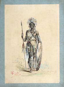 Enea Tornaghi – Abyssinian soldier – Ink and watercolor on paper