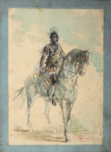 Abyssinian soldier – Enea Tornaghi – 1850 ca – Enea Tornaghi watercolor
