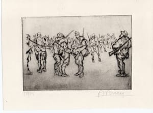 Anselmo Bucci – Les Poulis from the album “Croquis du front Italien" – Drypoint