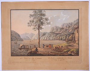Veduta del Lago di Lugano presa da Codelago – Ferdinando Artaria – 1820 ca – Artaria Lugano Lake etching